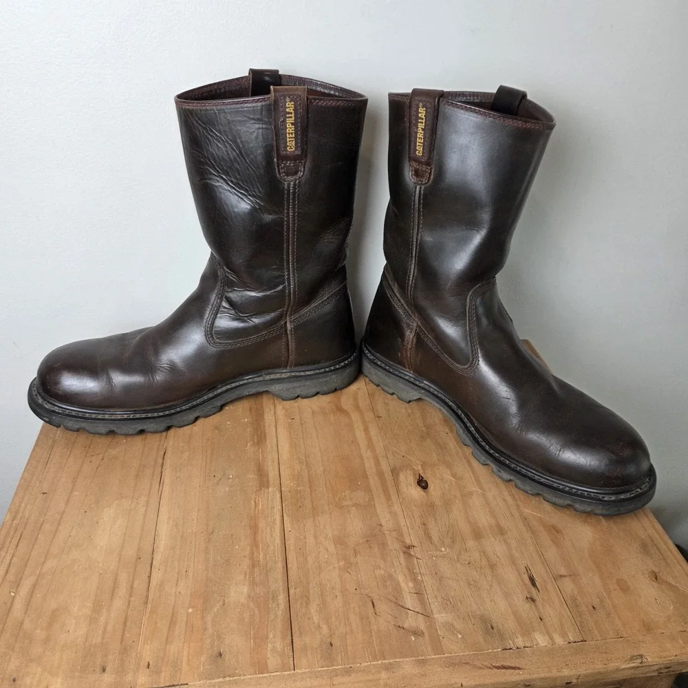 CAT Revolver P72191 Soft Toe Pull-On Work Boots Men's 11.5 Brown Lea